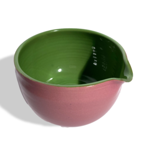 pink green matcha bowl